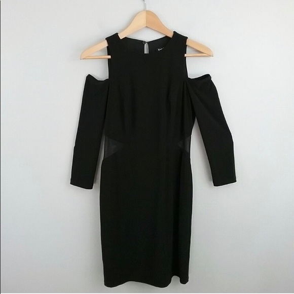 Black BEBE Cold Shoulder Dress w Side Cut Outs - Picture 4 of 8